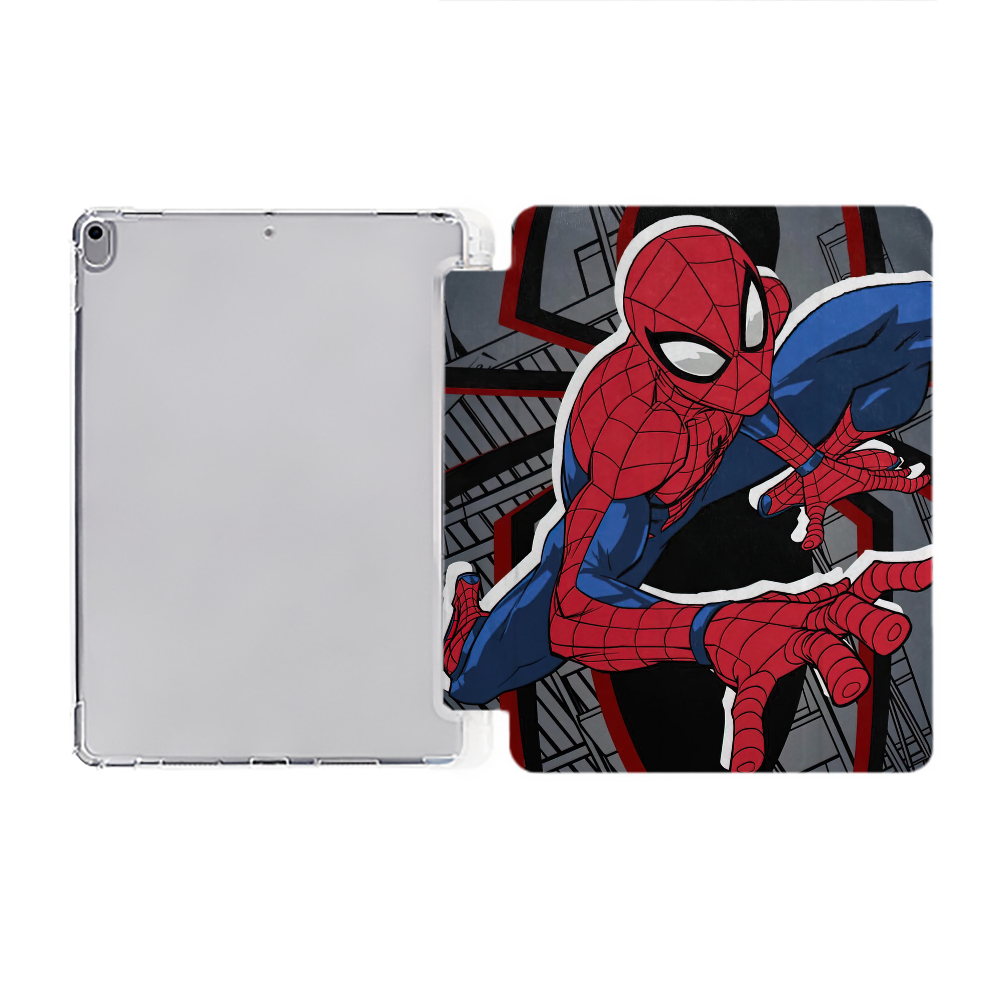 （画像用） Spider Man スパイダーマン IPad ケース ペン収納付き 三つ折りスタンド PUレザー×シリコン 対応機種9.5/10.5/10.9インチ
